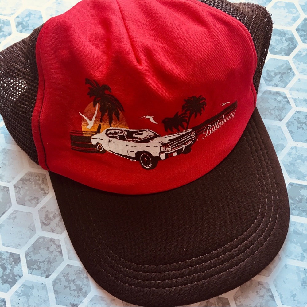 Billabong brown hat with red front, one size
